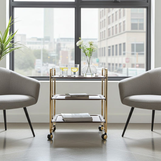 Carrello salvaspazio cucina, pieghevole, 3 ripiani, BAUHAUS. Struttura bagno d'oro