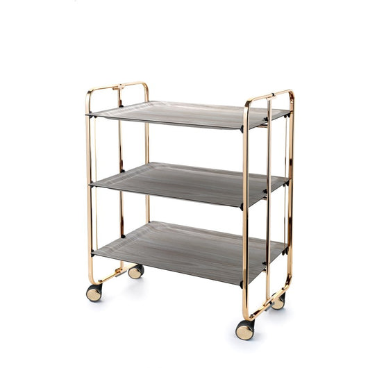 Carrello salvaspazio cucina, pieghevole, 3 ripiani, BAUHAUS. Struttura bagno d'oro