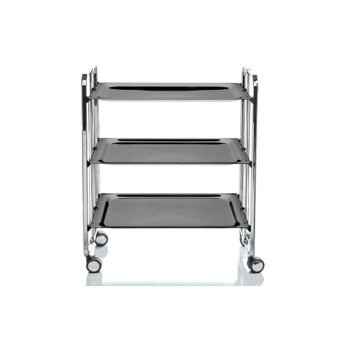Carrello salvaspazio cucina, pieghevole, 3 ripiani, BAUHAUS. Struttura cromata