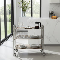 Carrello salvaspazio cucina, pieghevole, 3 ripiani, BAUHAUS. Struttura cromata