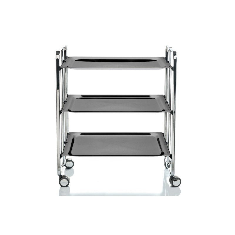 Carrello salvaspazio cucina, pieghevole, 3 ripiani, BAUHAUS. Struttura cromata