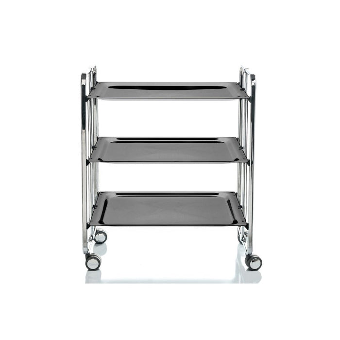 Carrello salvaspazio cucina, pieghevole, 3 ripiani, BAUHAUS. Struttura cromata