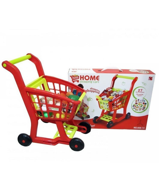 Carrello Spesa Giocattolo Per Bambini Con Alimenti Scatolami 17 Accessori Gioco         