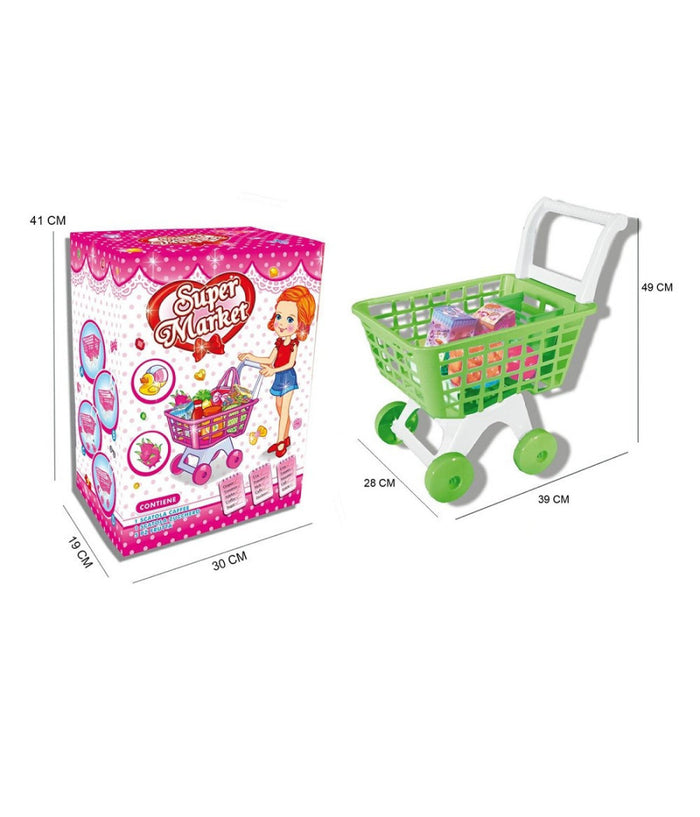 Carrello Spesa Giocattolo Per Bambini Gioco Supermarket Con Set Accessori         