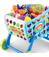 Carrello Spesa Supermarket Per Bambini Rosa Azzurro Con Frutta E Verdura 3in1         