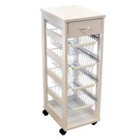 Carrello Vesuvio salvaspazio con piano in legno bianco