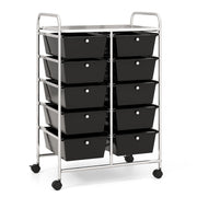 Carrello a 10 cassetti multiuso con ruote-Scaffale Organizzatore per carta da scrapbooking e utensili da ufficio Nero