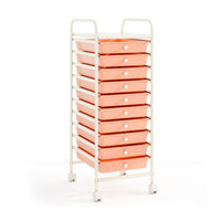 Carrello cassettiera multiuso con 10 cassetti da cucina-Buffet-Armadio da cucina Contenitore con ruote a 10 ripiani per bagno Oro rosa