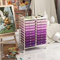 Carrello cassettiera multiuso e leggero con 20 cassetti, Contenitore con ruote per ufficio e casa Viola-Armadi da ufficio