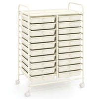 Carrello cassettiera multiuso e leggero con 20 cassetti, Contenitore con ruote per ufficio e casa Bianco-Armadi da ufficio