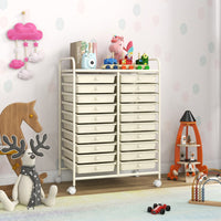Carrello cassettiera multiuso e leggero con 20 cassetti, Contenitore con ruote per ufficio e casa Bianco-Armadi da ufficio