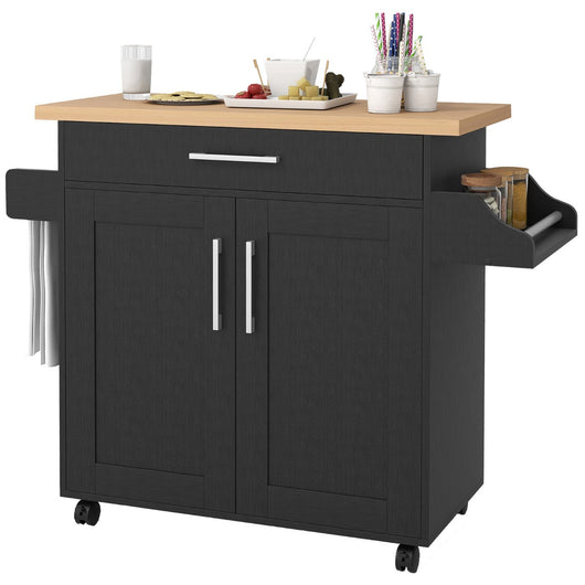 Carrello da cucina mobile per sala da pranzo e soggiorno, Carrello da cucina mobile con ruote universali bloccabili Nero-Carrelli