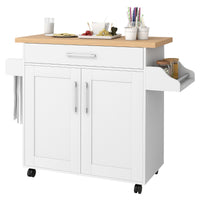 Carrello da cucina mobile per sala da pranzo e soggiorno, Carrello da cucina mobile con ruote universali bloccabili Bianco-Carrelli