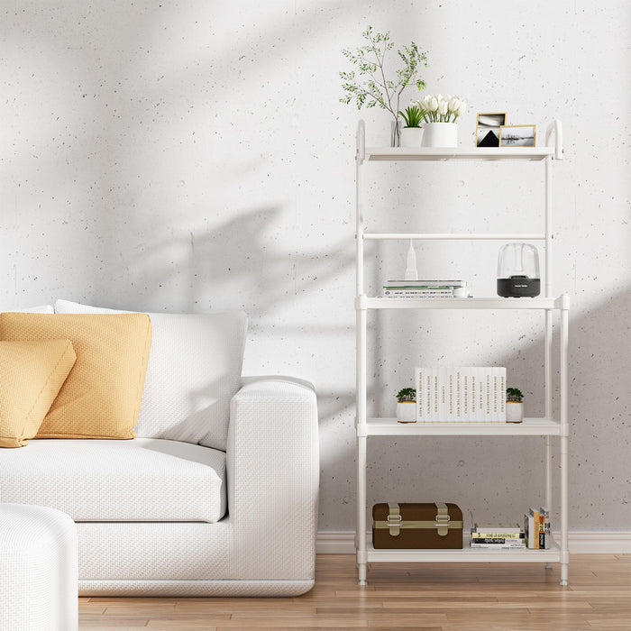 Carrello da cucina per microonde con 4 livelli struttura in metallo mensole a rete-Carrello multiuso Bianco