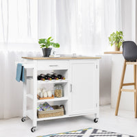 Carrello da cucina rotante con cassetto portabottiglie portasciugamani, Isola da cucina salvaspazio Bianco-Carrelli