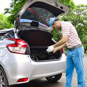 Carrello da golf a spinta con 3 ruote, Carrello pieghevole con borsa rivestita in alluminio cinghia Grigio-Golf