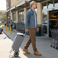 Carrello della spesa pieghevole con ruote impugnatura antiscivolo borsa impermeabile rimovibile, Carrello a mano Grigio-Strumenti cucina