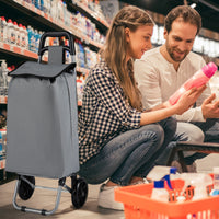 Carrello della spesa pieghevole con ruote impugnatura antiscivolo borsa impermeabile rimovibile, Carrello a mano Grigio-Strumenti cucina