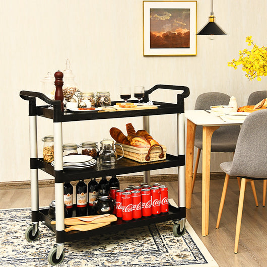 Carrello di servizio a 3 ripiani con maniglie ruote flessibili con freni-Buffet-Armadio da cucina Carrello multiuso da ufficio ristorante