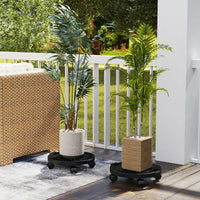 Carrello tondo per piante di plastica per interni ed esterni, Carrello ondo con 4 ruote universali Nero-Deposito utensili Tool