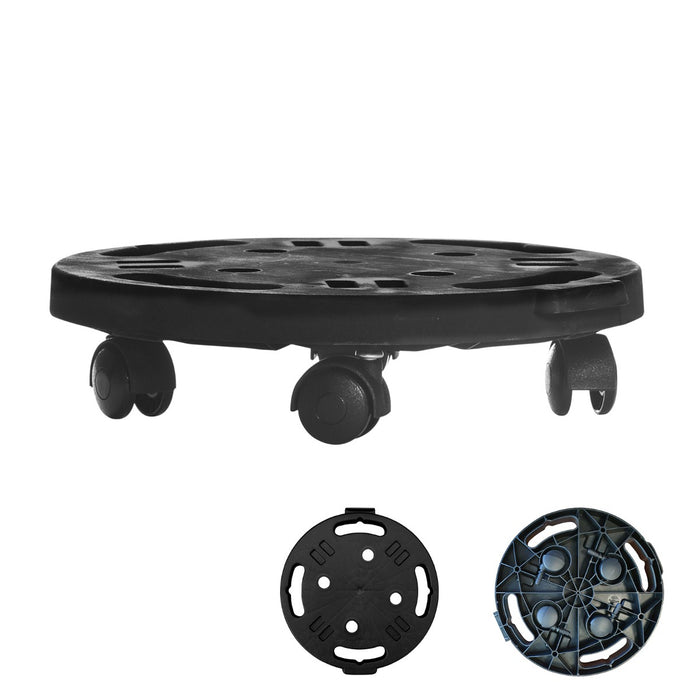 Carrello tondo per piante di plastica per interni ed esterni, Carrello ondo con 4 ruote universali Nero-Deposito utensili Tool