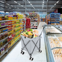 Carrello pieghevole con ruote fodera in tessuto oxford rimovibile impermeabile, Carrello della spesa leggera Grigio-Strumenti cucina