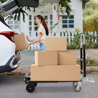 Carrello pieghevole con manico retrattile e lunghezza regolabile, Carrello a mano convertibile 3 in 1 con ruote Nero-Deposito utensili Tool