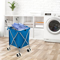 Carrello pieghevole con ruote fodera in tessuto oxford rimovibile impermeabile, Carrello della spesa leggera Blu-Strumenti cucina