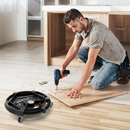 Carrello portatile leggero con 4 scomparti capacit¨¤ di carico di 14 kg, Vassoio portautensili per auto con ruote officina Nero-Utensili