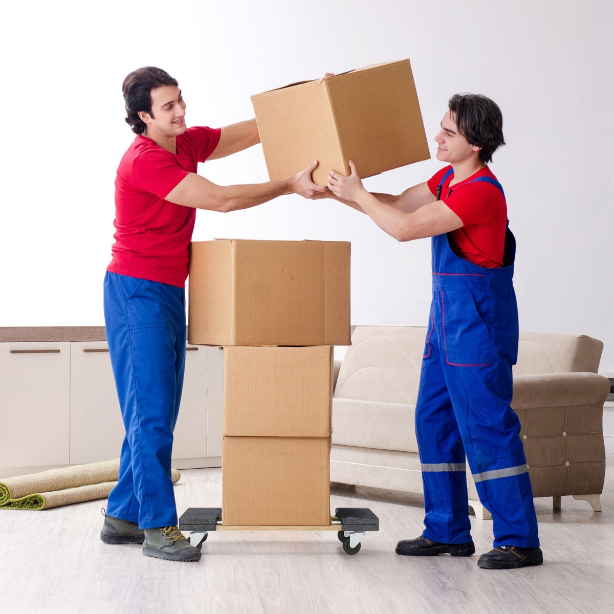 Carrello trasporto con 4 ruote piroettanti capacit¨¤ di carico 450kg, Carrello sposta mobili 77x47x15,5cm-Deposito utensili Tool