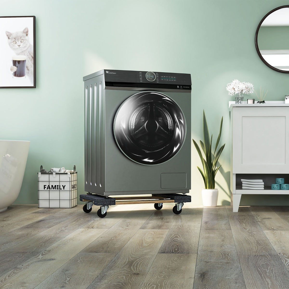 Carrello trasporto con 4 ruote piroettanti capacit¨¤ di carico 450kg, Carrello sposta mobili 77x47x15,5cm-Deposito utensili Tool