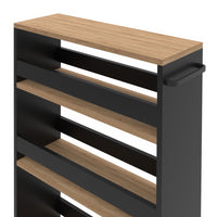 IDMarket - Carro de cocina especiero negro y madera con ruedas