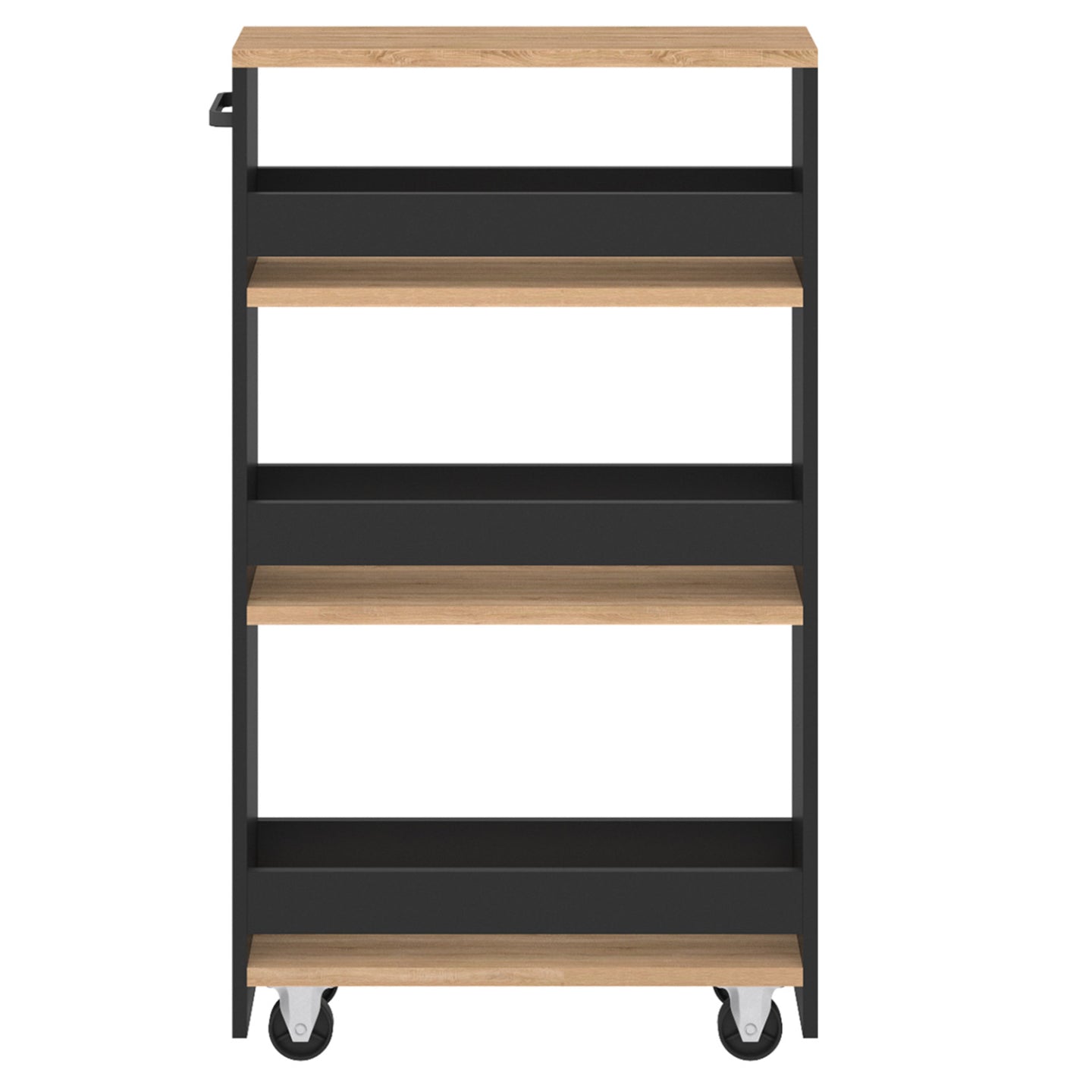 IDMarket - Carro de cocina especiero negro y madera con ruedas