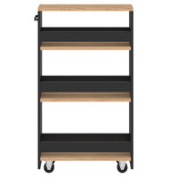 IDMarket - Carro de cocina especiero negro y madera con ruedas
