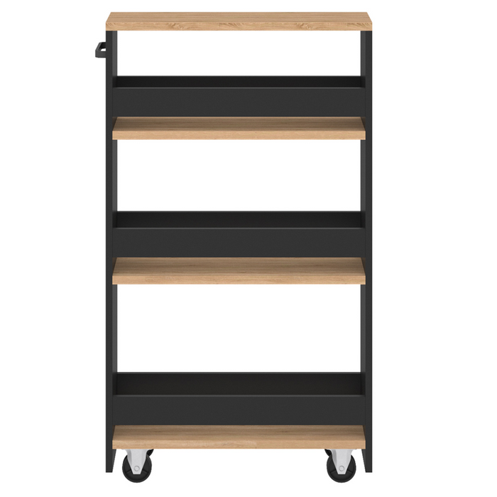 IDMarket - Carro de cocina especiero negro y madera con ruedas