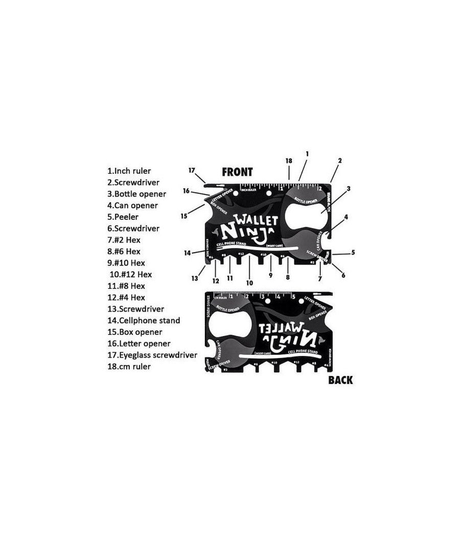 Carta Di Credito Ninja 18in1 Multi-utilizzo Attrezzi Cacciavite Gadget Regalo         