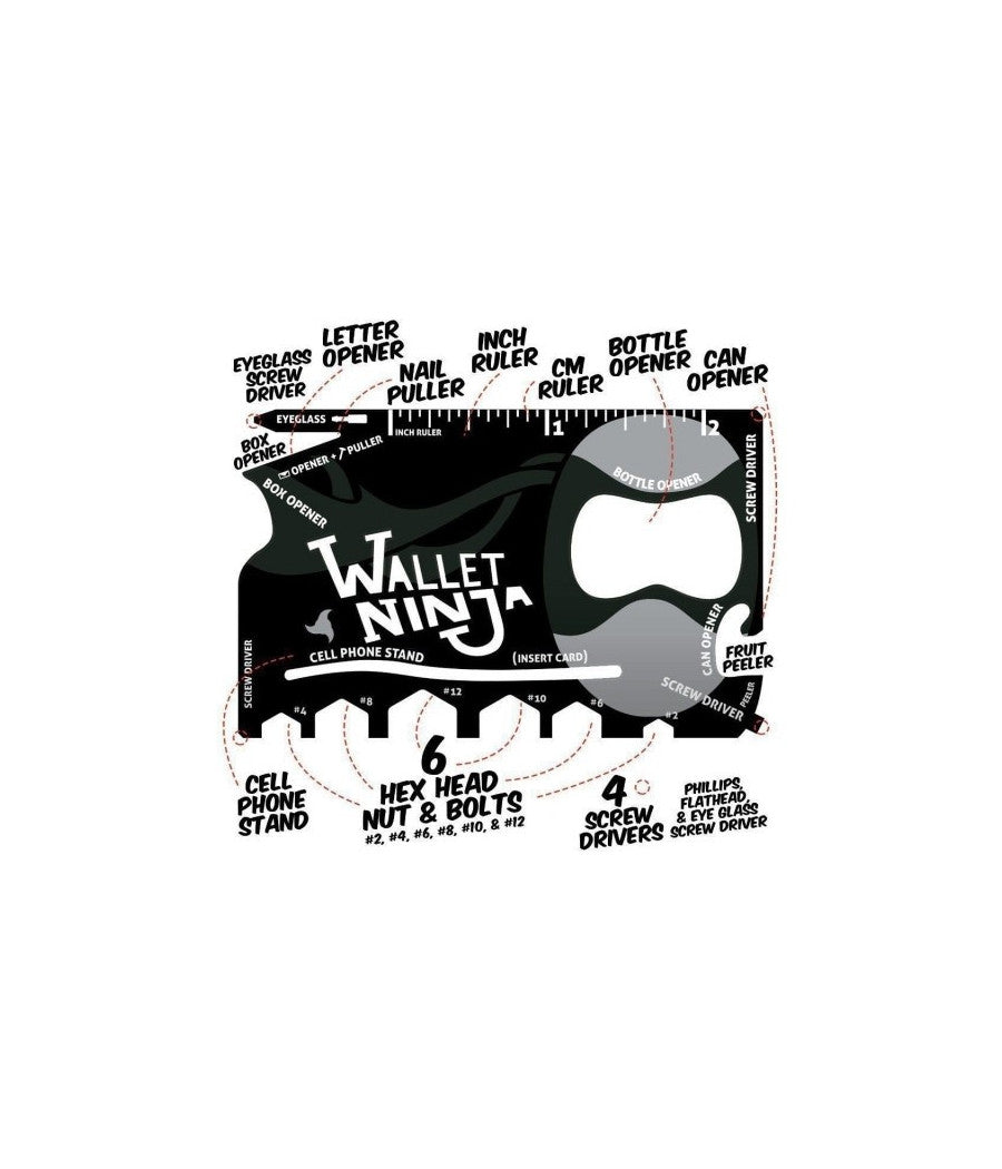 Carta Di Credito Ninja 18in1 Multi-utilizzo Attrezzi Cacciavite Gadget Regalo         