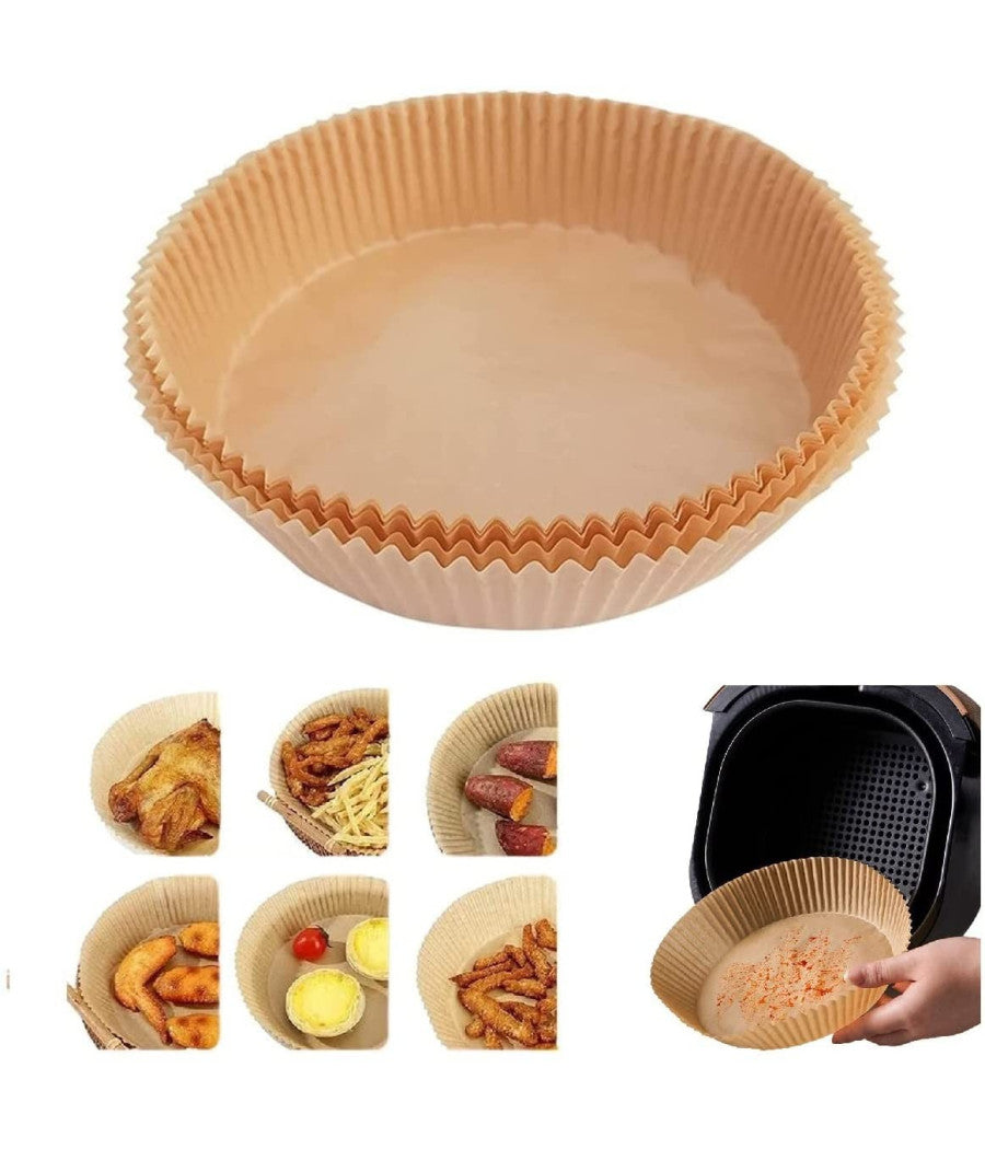 Carta Rotonda Pergamena Per Assorbe Olio Frittura Forno Friggitrice 16cm X 4,5cm         