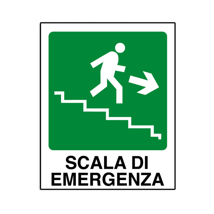 Cartello in alluminio Scala di emergenza a destra