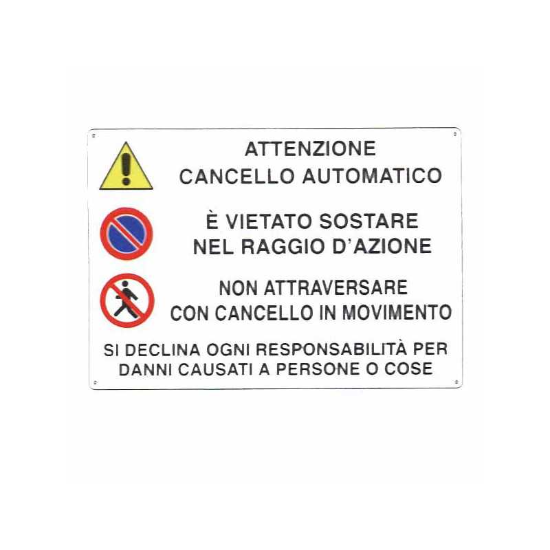 Cartello Cancello Automatico 30X 20 Alluminio