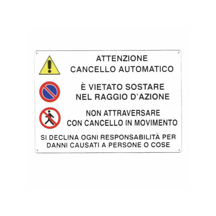 Cartello Cancello Automatico 30X 20 Alluminio