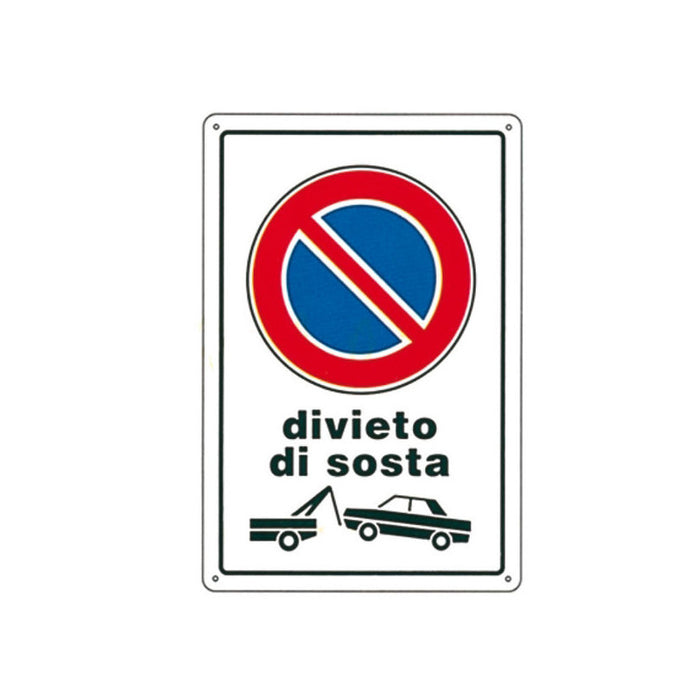 Cartello Divieto Di Sosta R.F. 20X 30 Plastica