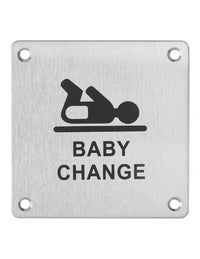 Cartello Espace Bébé, da avvitare, targa in acciaio inossidabile spazzolato, marcatura nera, 100x100mm - THIRARD