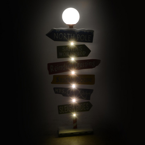 Cartello metallo indicazioni led multicolor cm 46x16,5h106,5