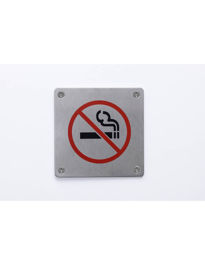 Cartello No Smoking, vietato fumare, da avvitare, targa in acciaio inossidabile spazzolato, marcatura nera, 100x100mm - THIRARD