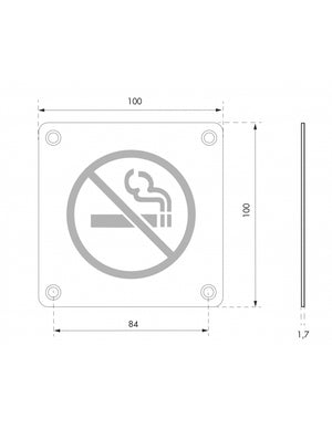 Cartello No Smoking, vietato fumare, da avvitare, targa in acciaio inossidabile spazzolato, marcatura nera, 100x100mm - THIRARD