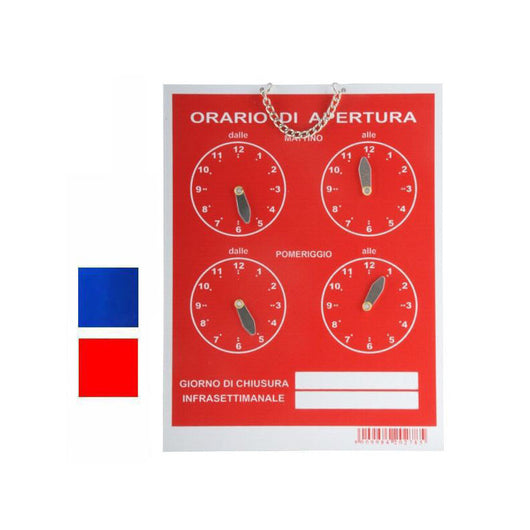 Cartello Orario 4 Orologi Tempopol Blu Cm 16X21
