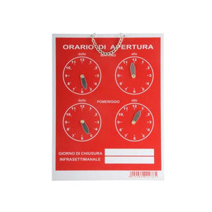 Cartello Orario 4 Orologi Tempopol Rosso cm 16X21