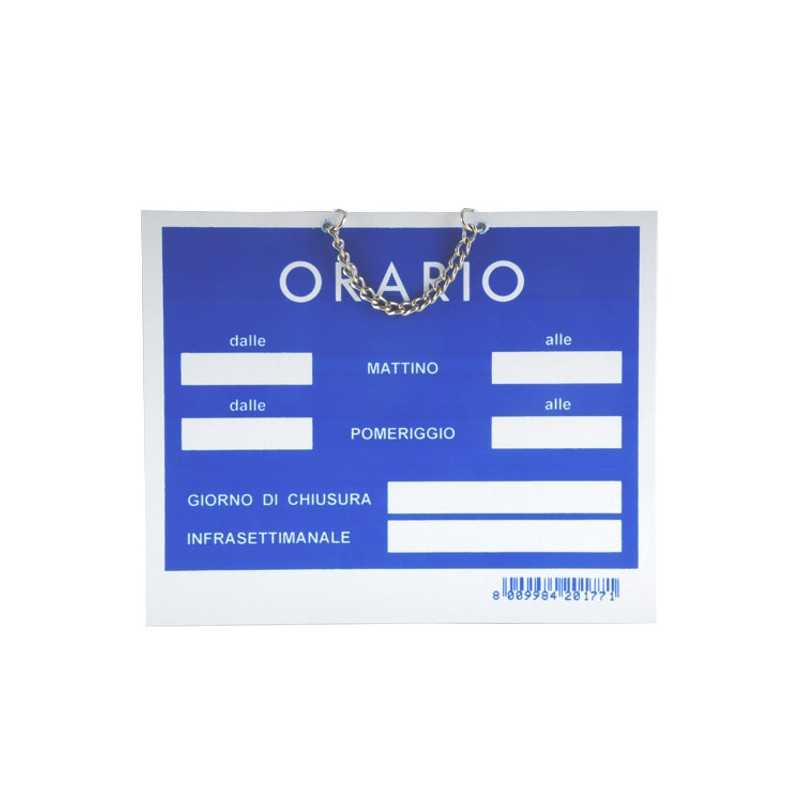 Cartello Orario Apertura Tempopol Blu cm 15X11