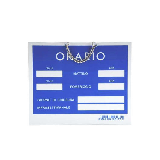 Cartello Orario Apertura Tempopol Blu cm 15X11